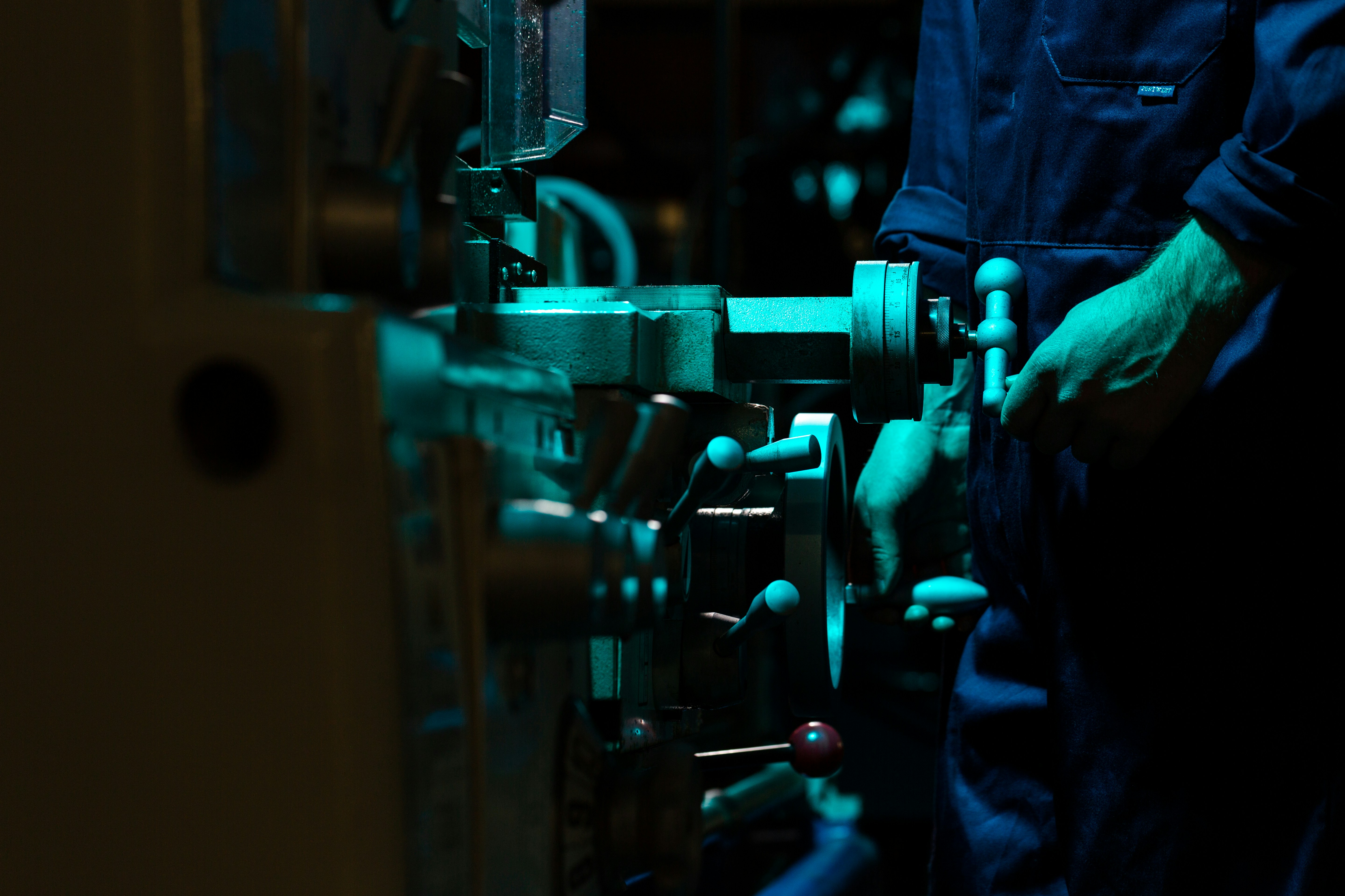 Engineer inspecting a component