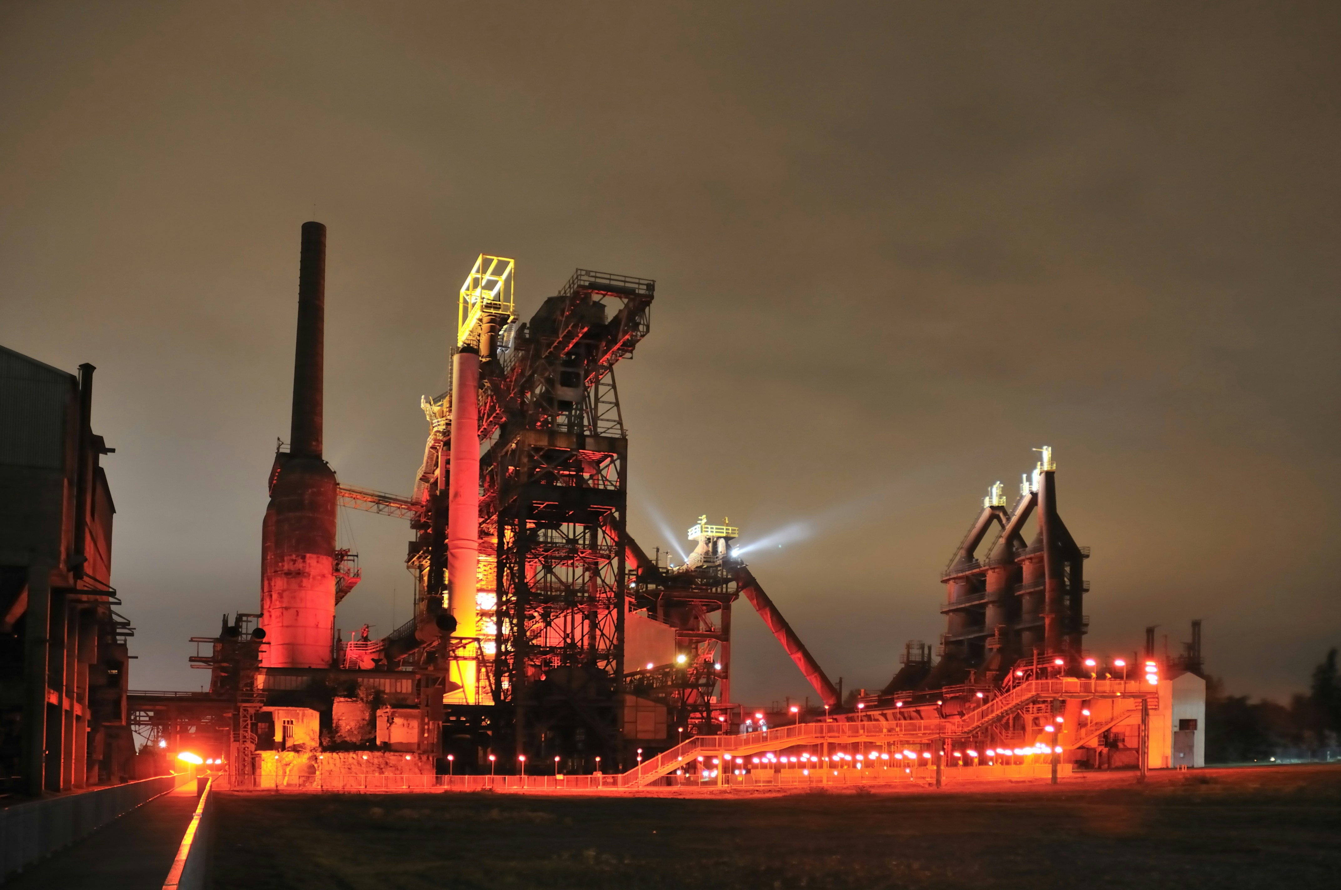 Steel plant at night